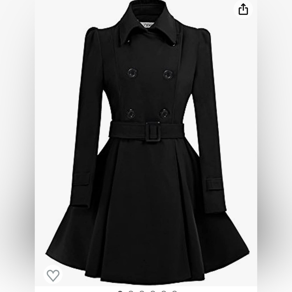 Women Swing Double Breasted Wool Pea Coat with Belt Buckle NWT